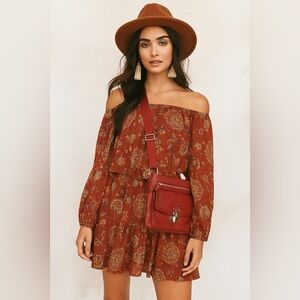 Danier Burgundy Red Leather Crossbody Bag Silver Buckle